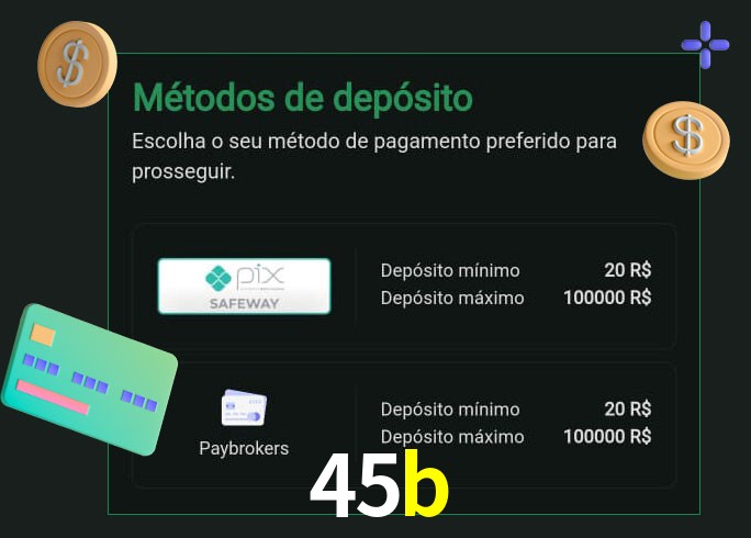 O cassino 45b oferece uma grande variedade de métodos de pagamento